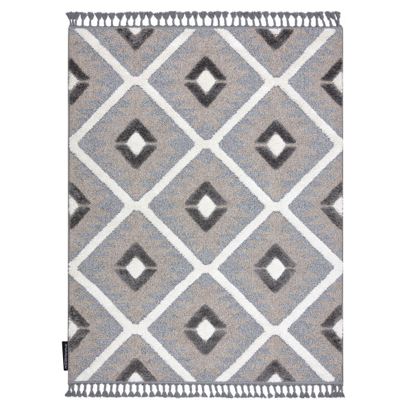 Dywan MAROC P651 Romby szary / biały Frędzle berberyjski 120x170 cm