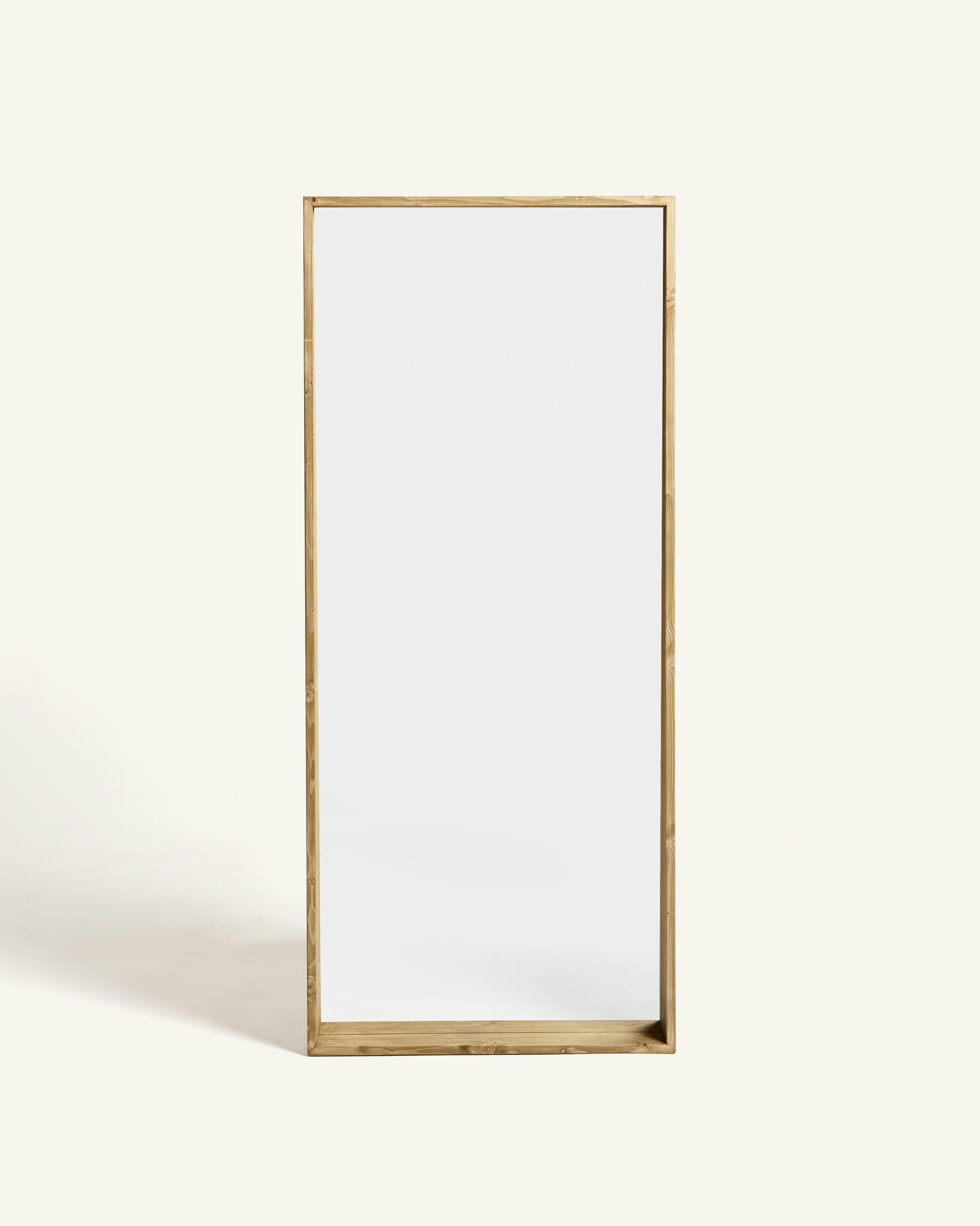 ANZOR - Miroir sur pied incliné en bois d'épicéa couleur naturelle 165 cm
