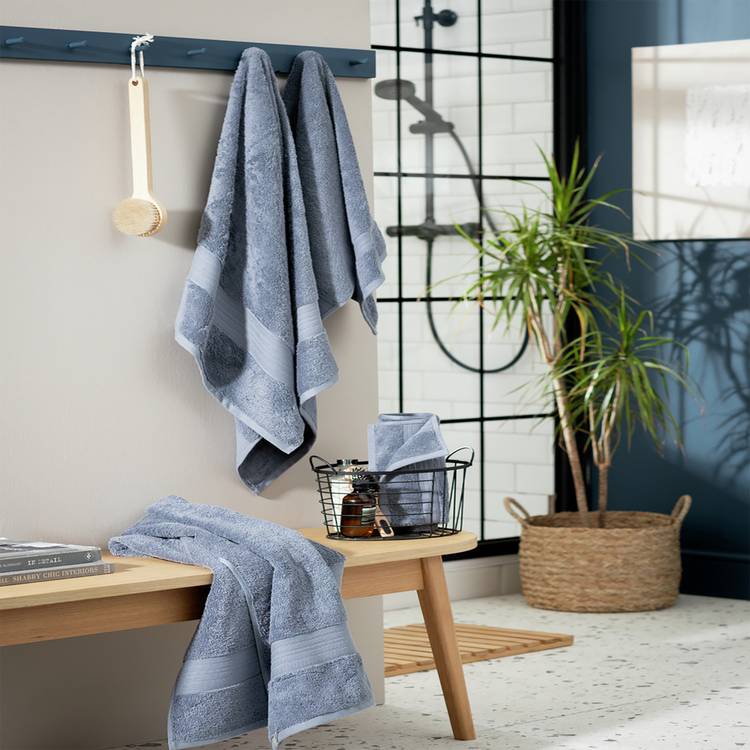 Habitat Egyptian Cotton Hand Towel - Rustic Blue