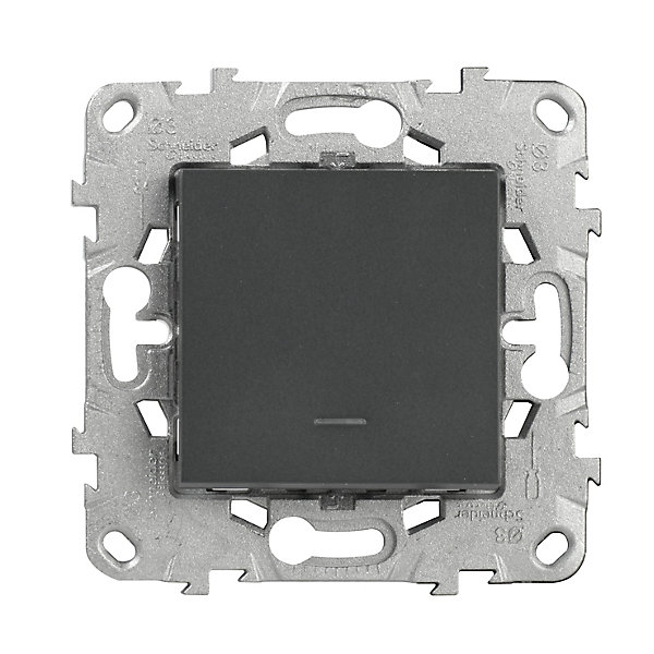 Interrupteur va-et-vient lumineux ou témoin connexion rapide 10A Schneider Electric Unica Déco anthracite