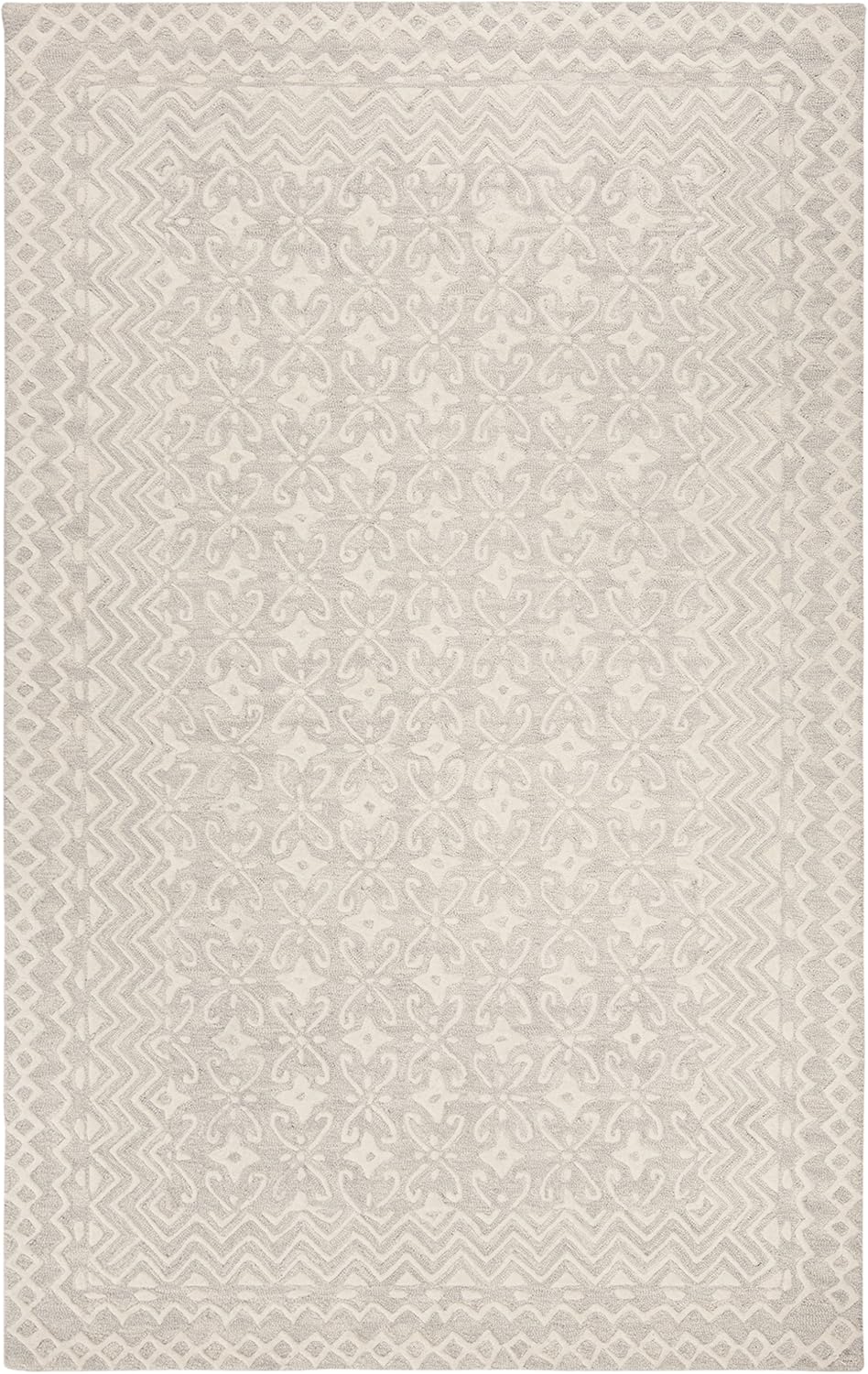 SAFAVIEH Blossom Collection Area Rug - 9' x 12', Grey & Ivory, Handmade Wool, Ideal for High Traffic Areas in Living Room, Bedroom (BLM114F)