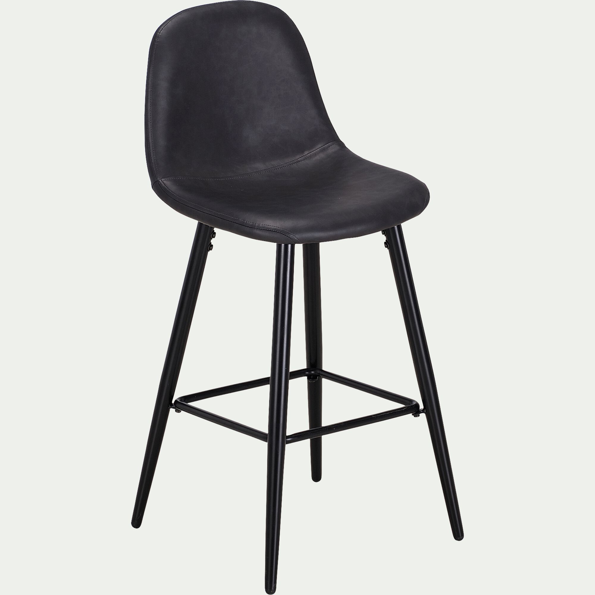 LOANA - Chaise de bar en simili - noir H66cm