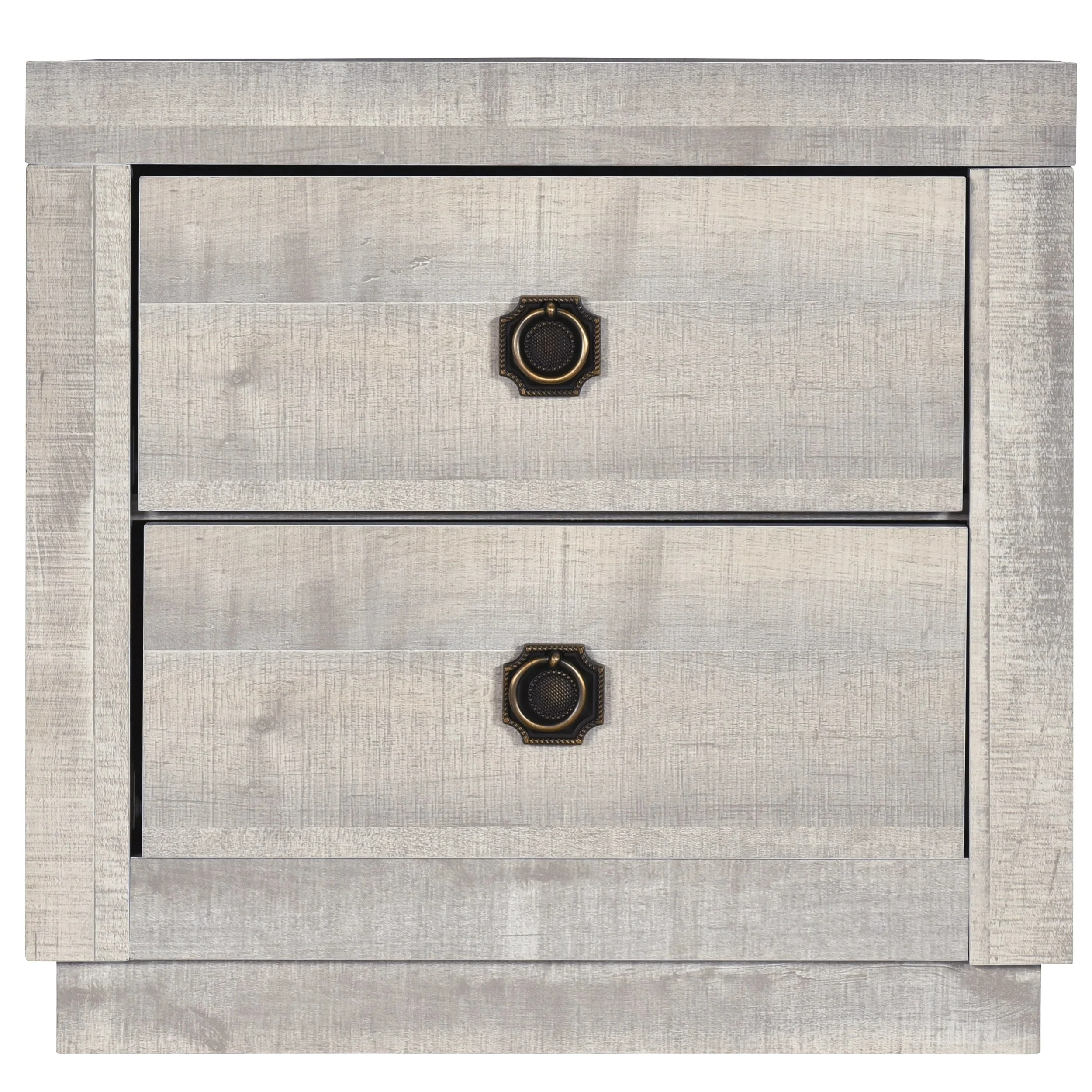 3-Piece Queen Size Farmhouse Platform Bed Set - Includes Bed and 2 Nightstands, Rustic White