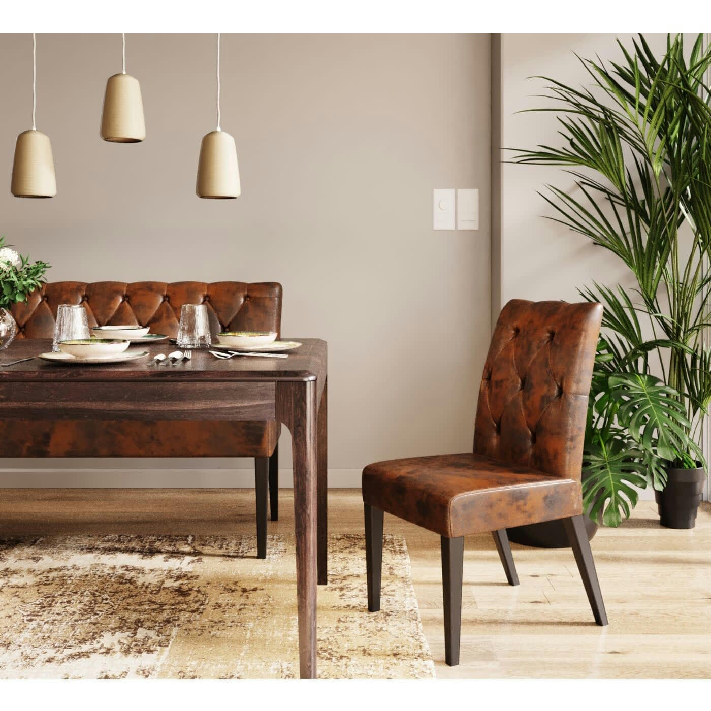 - Chaise marron en microfibre