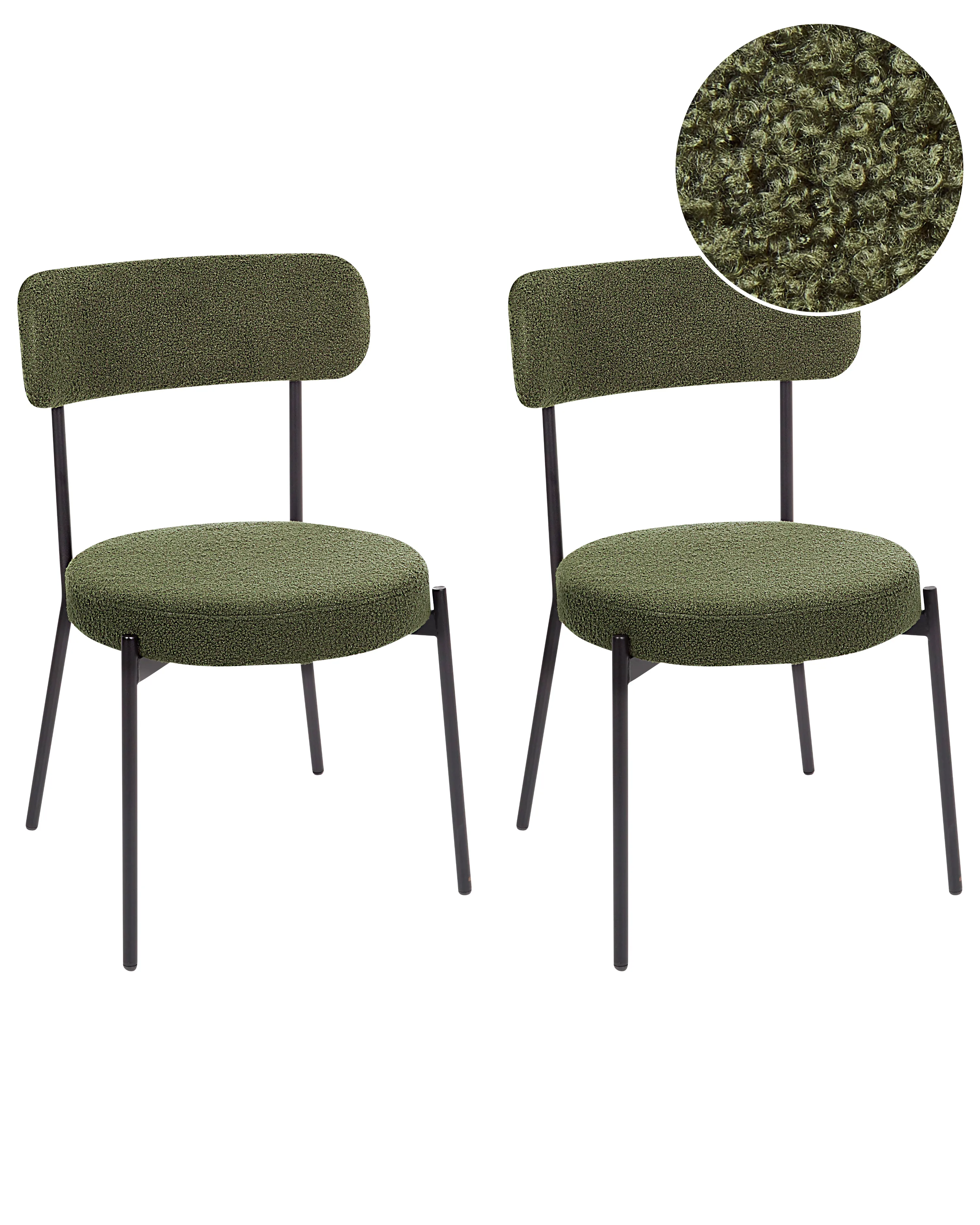 Set of 2 Bar Chairs ALLISON Boucle Green