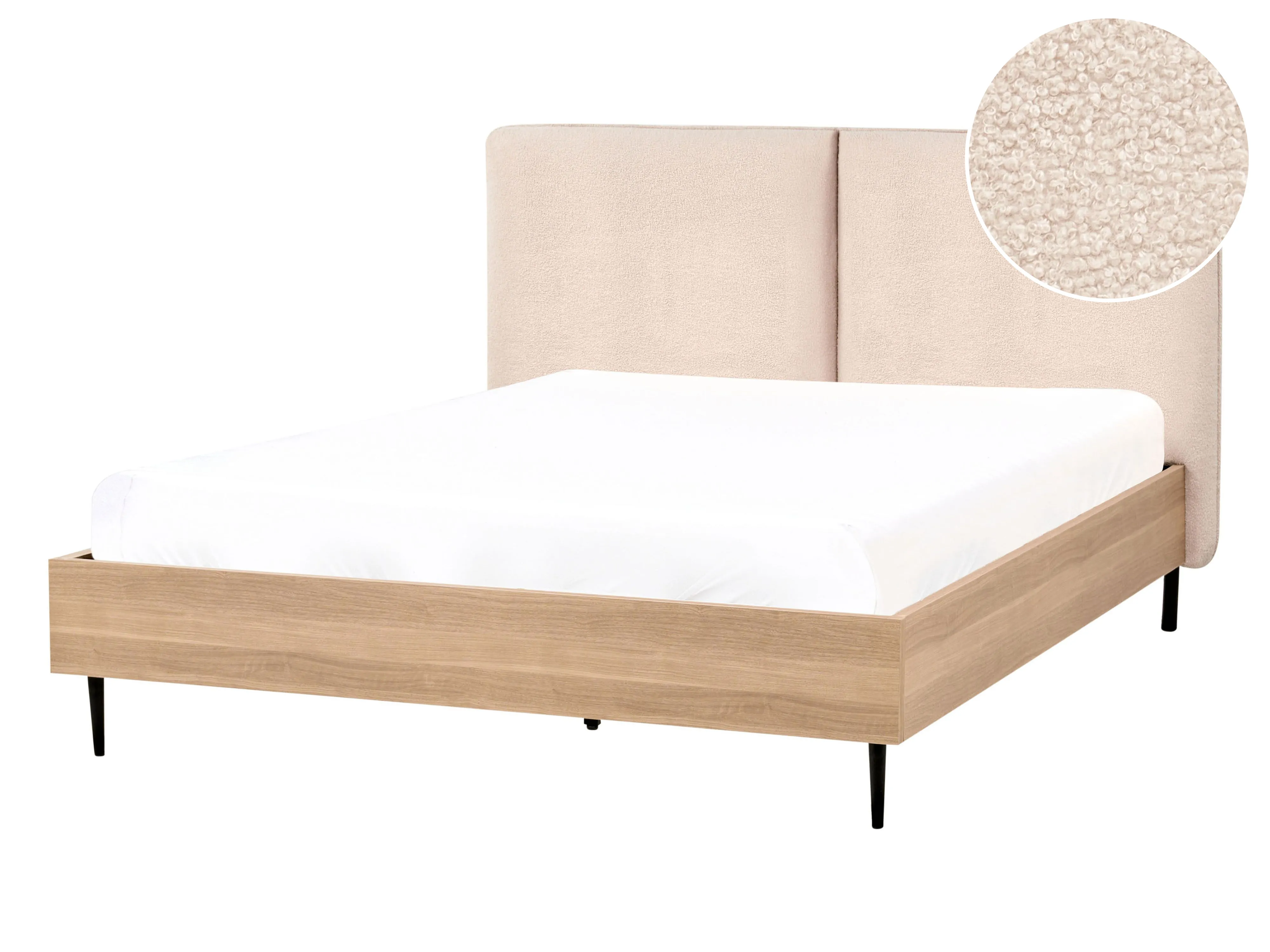 Bed Boucle LIMANTON 140 x 200 cm (EU Double) Beige