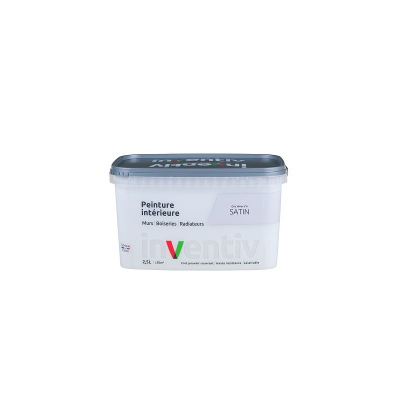 Peinture pour mur boiserie radiateur Gris Hiver n°6 satiné 2,5 L INVENTIV