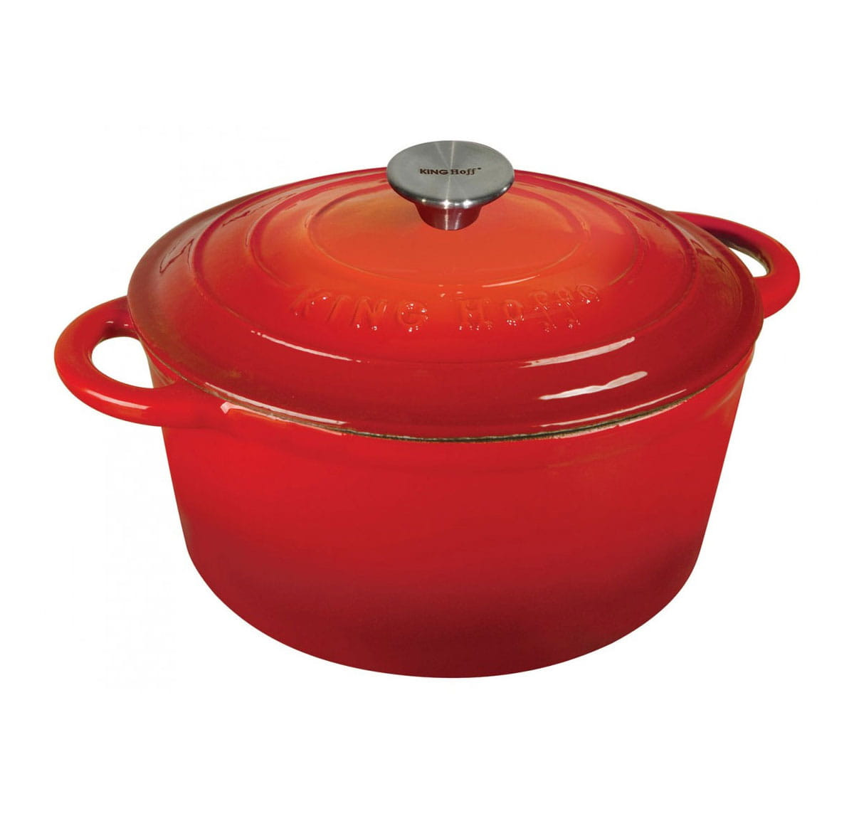 Garnek żeliwny 20cm 2.4L indukcja na gaz czerwony KINGHOFF