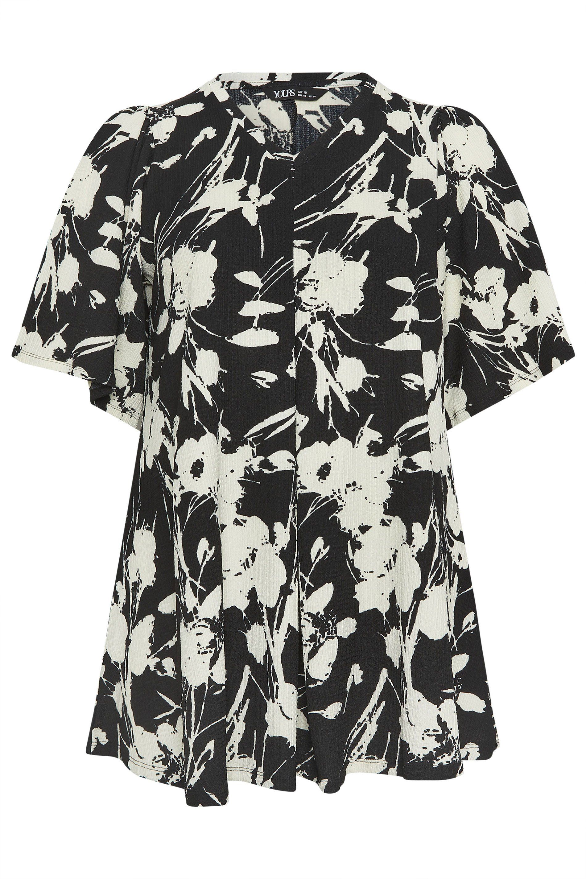 Yours Abstract Floral Pleat Front Top