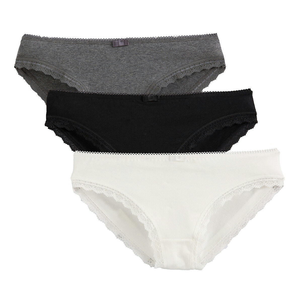 Lot de 3 slips unis, détail dentelle
