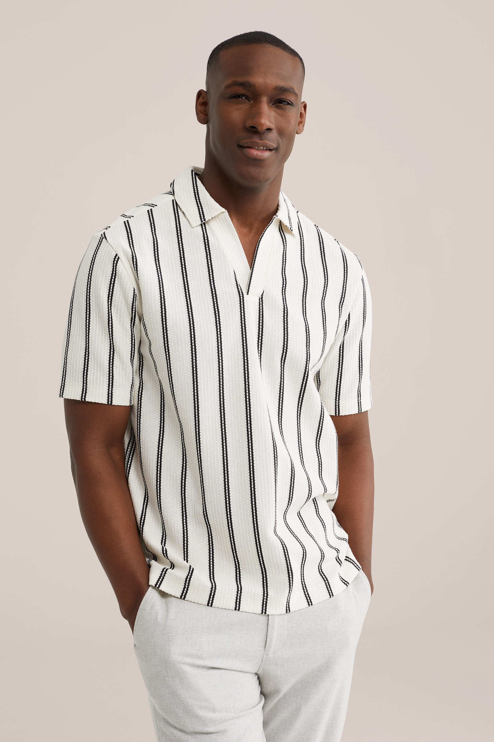 Heren regular fit polo met structuur