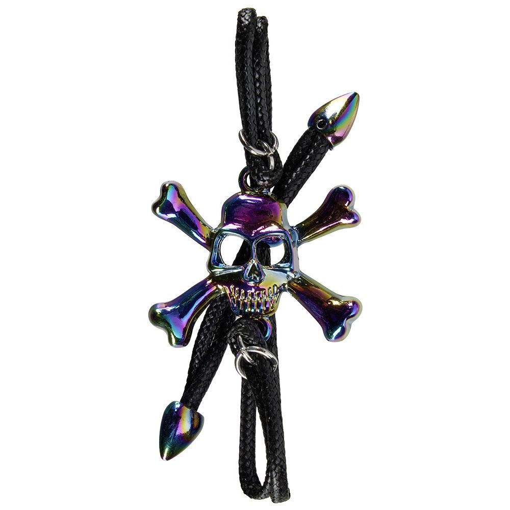 Bracelet tête de mort métal iridescent