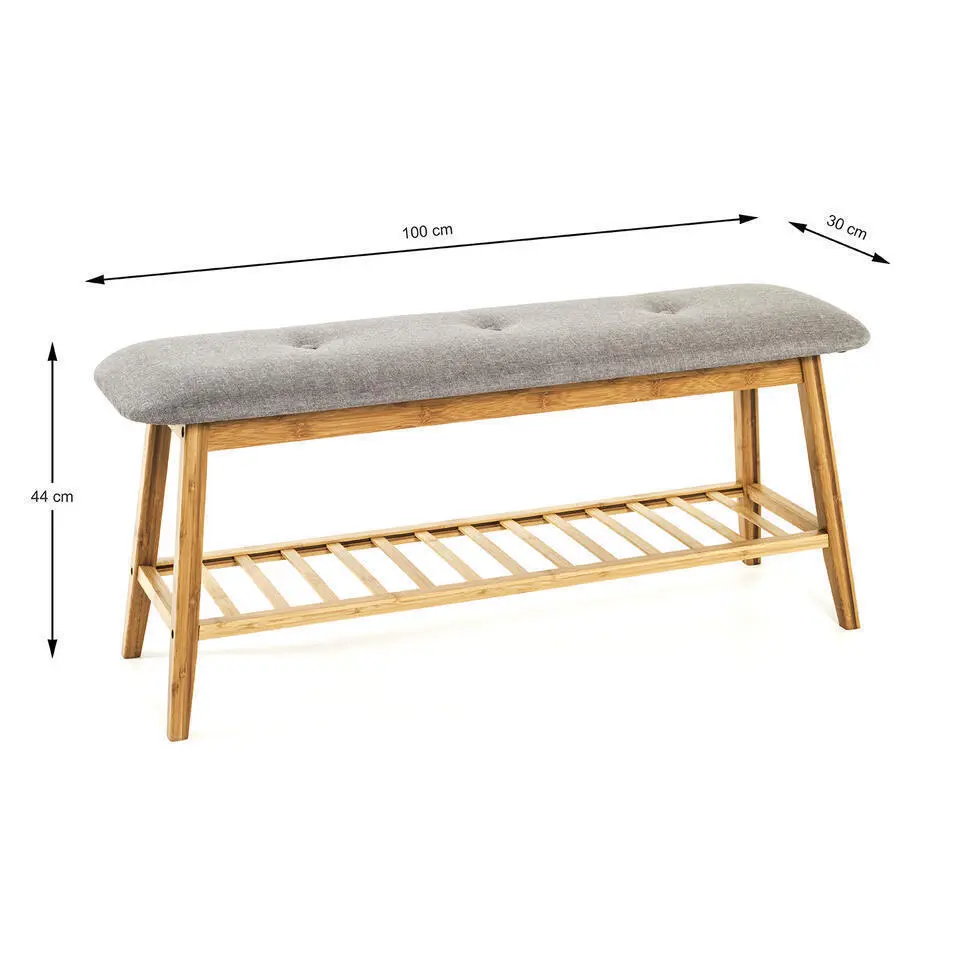 Schoenbank met gestoffeerd zitvlak - Bamboehouten design
