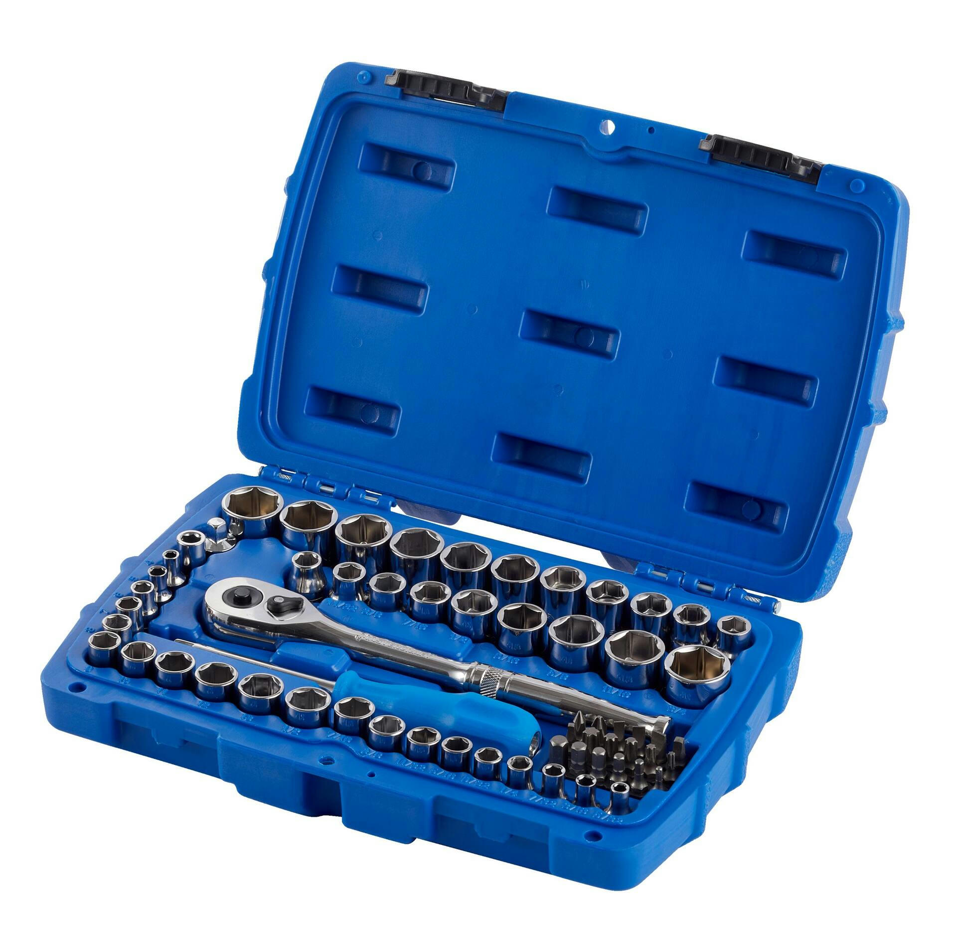 Mastercraft Socket Set 62-pc, SAE / Metric, CRV, Nickel-Chrome Plating