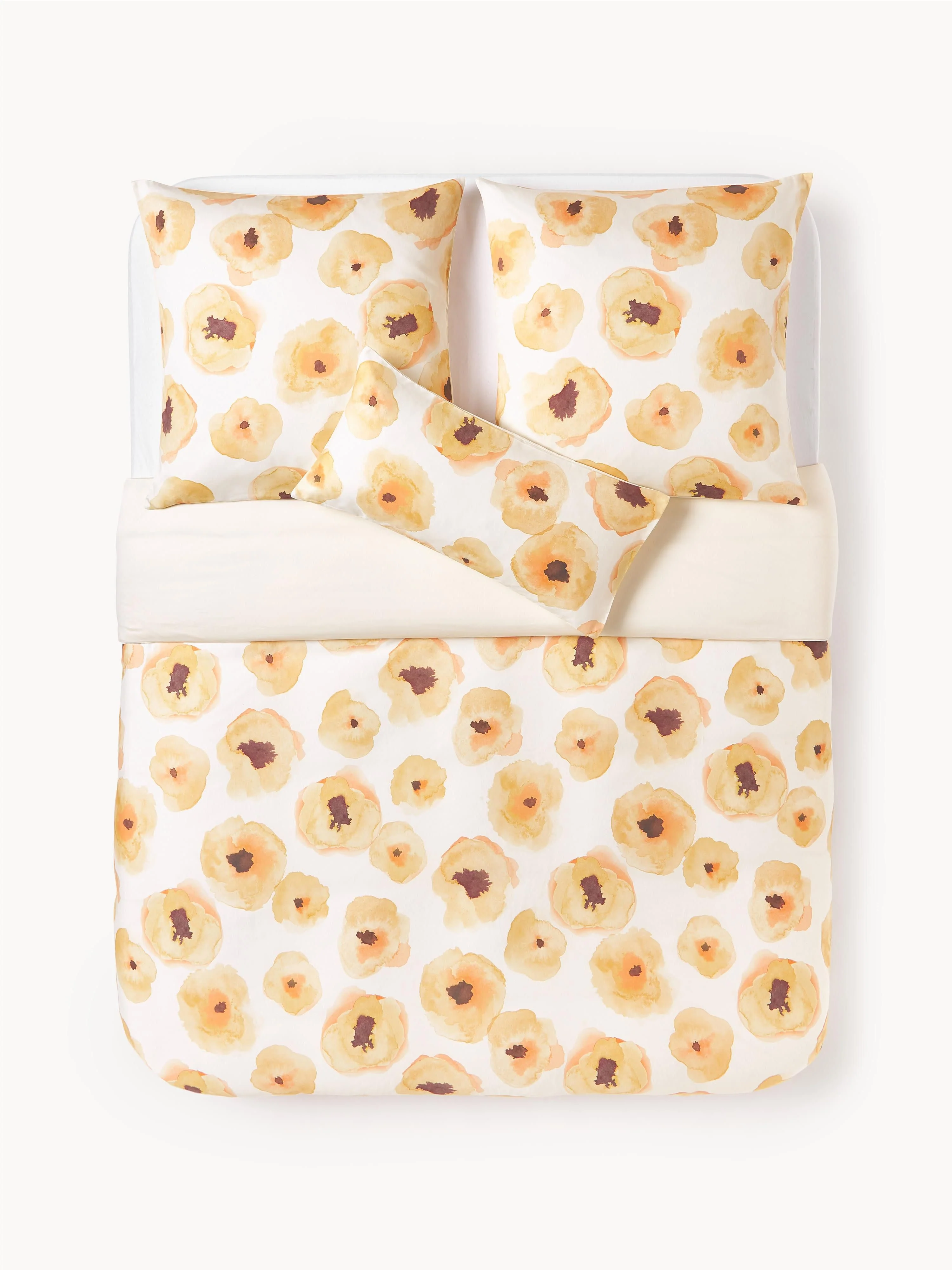 Baumwollsatin-Bettdeckenbezug Fiorella mit Blumen-Print
