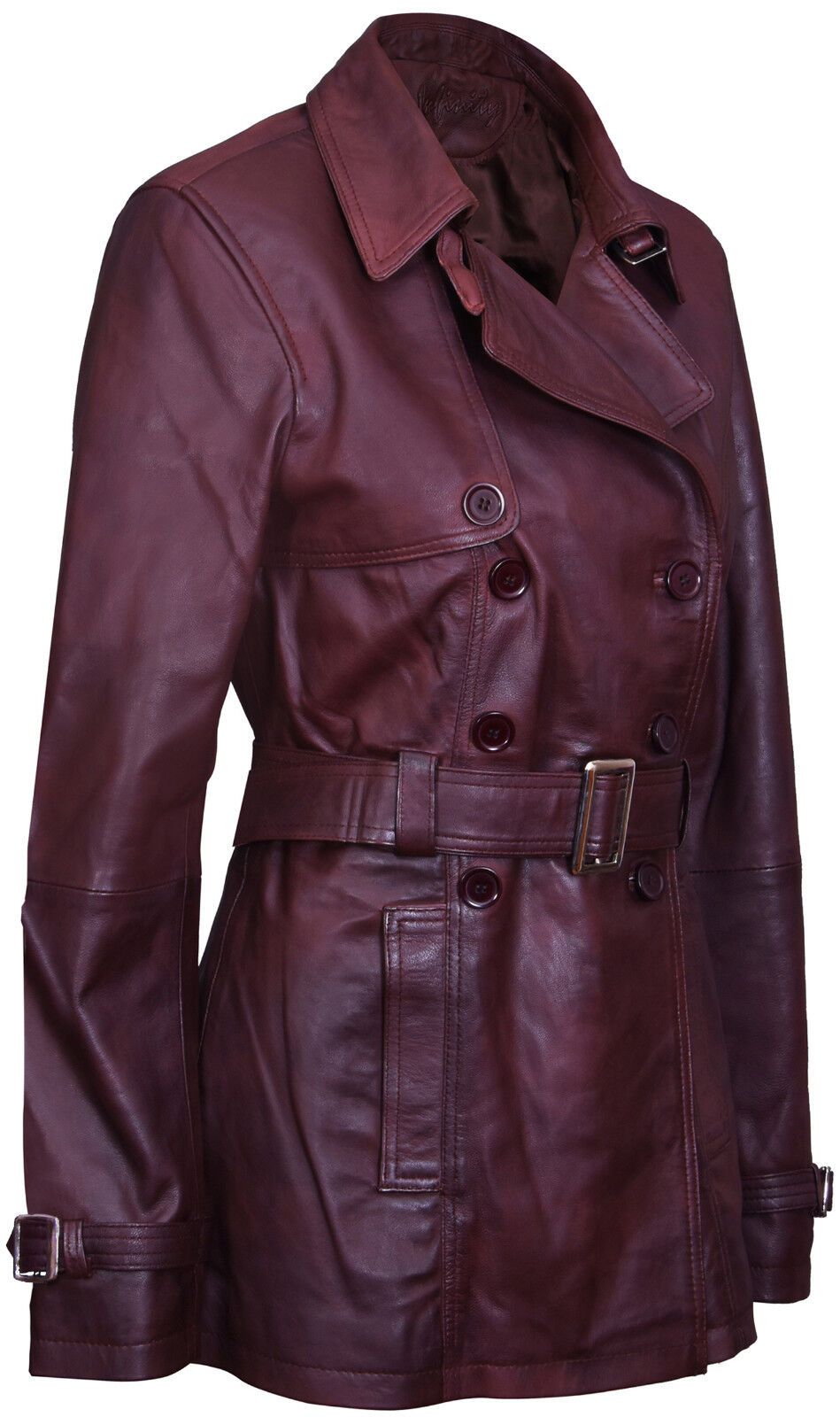 Infinity Leather Mid Length Leather Trench Coat -Oakham