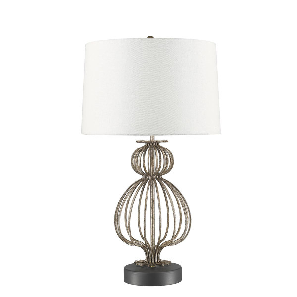 Lampa stołowa z abażurem srebrno-biała Lafitte 1xE27x100WGilded Nola