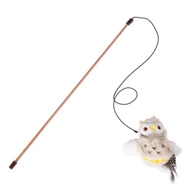 TIAKI Electronic Cat Dangler Toy Owl with Feathers