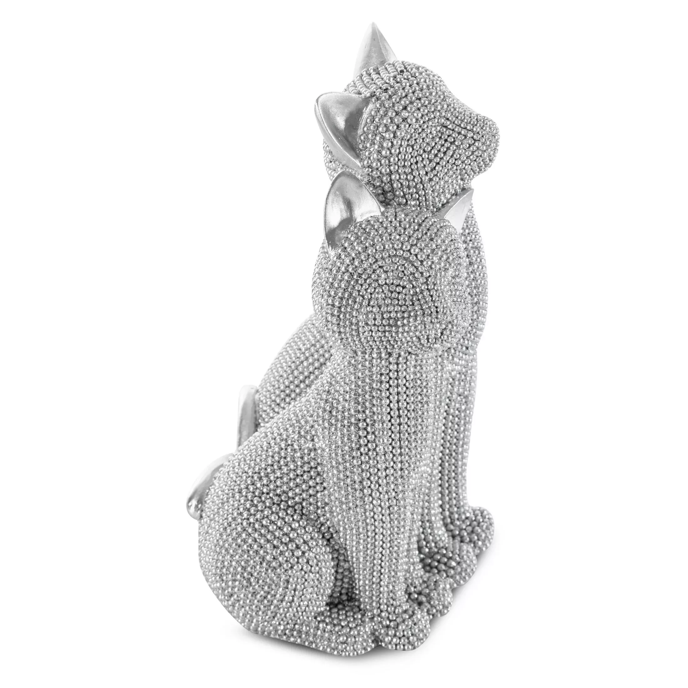 Figurka srebrna koty o drobnym strukturalnym wzorze 13x11x21 cm ELDO
