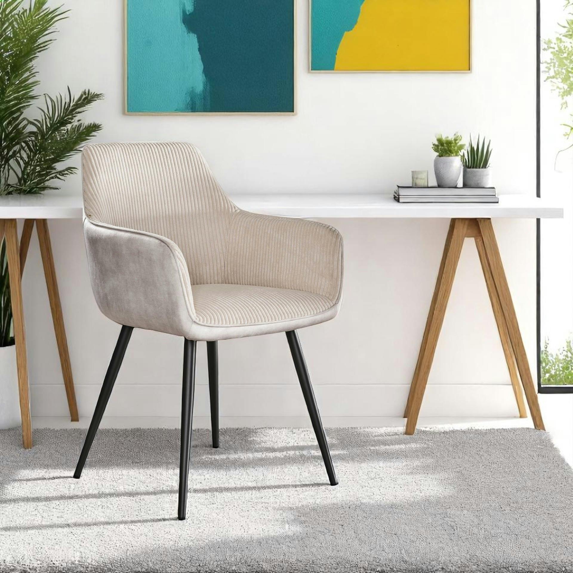 Fauteuil de table blanc gris bi-matière (lot de 2) GALWAY