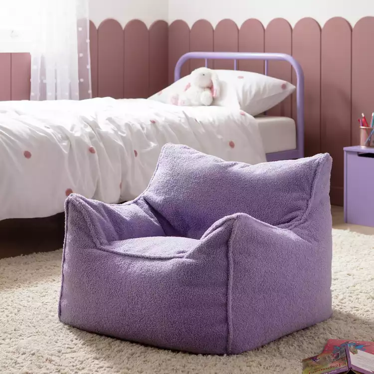 Kaikoo Kids Single Chair Boucle Bean Bag - LiLac