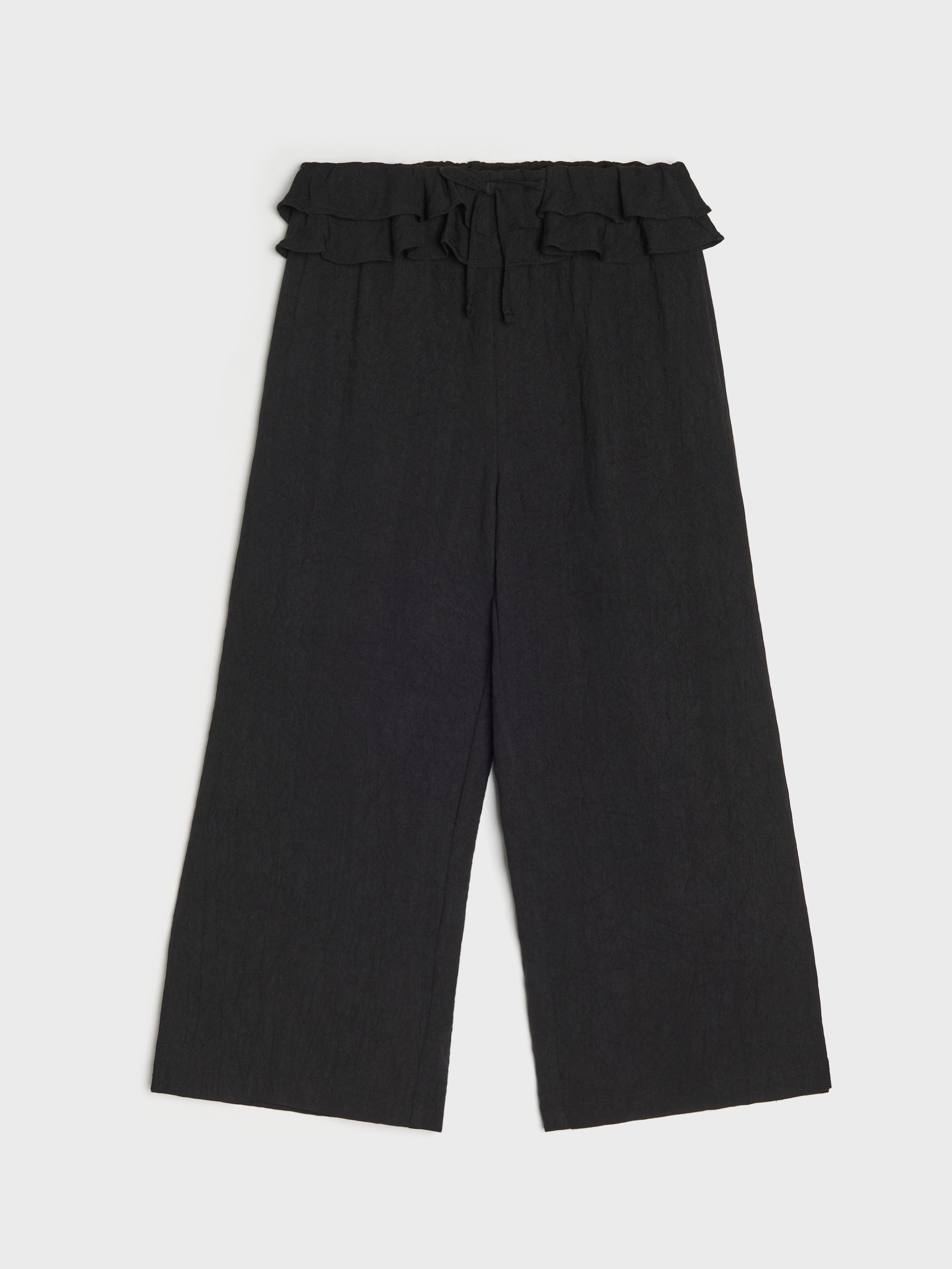 Spodnie wide leg z ozdobnymi falbanami