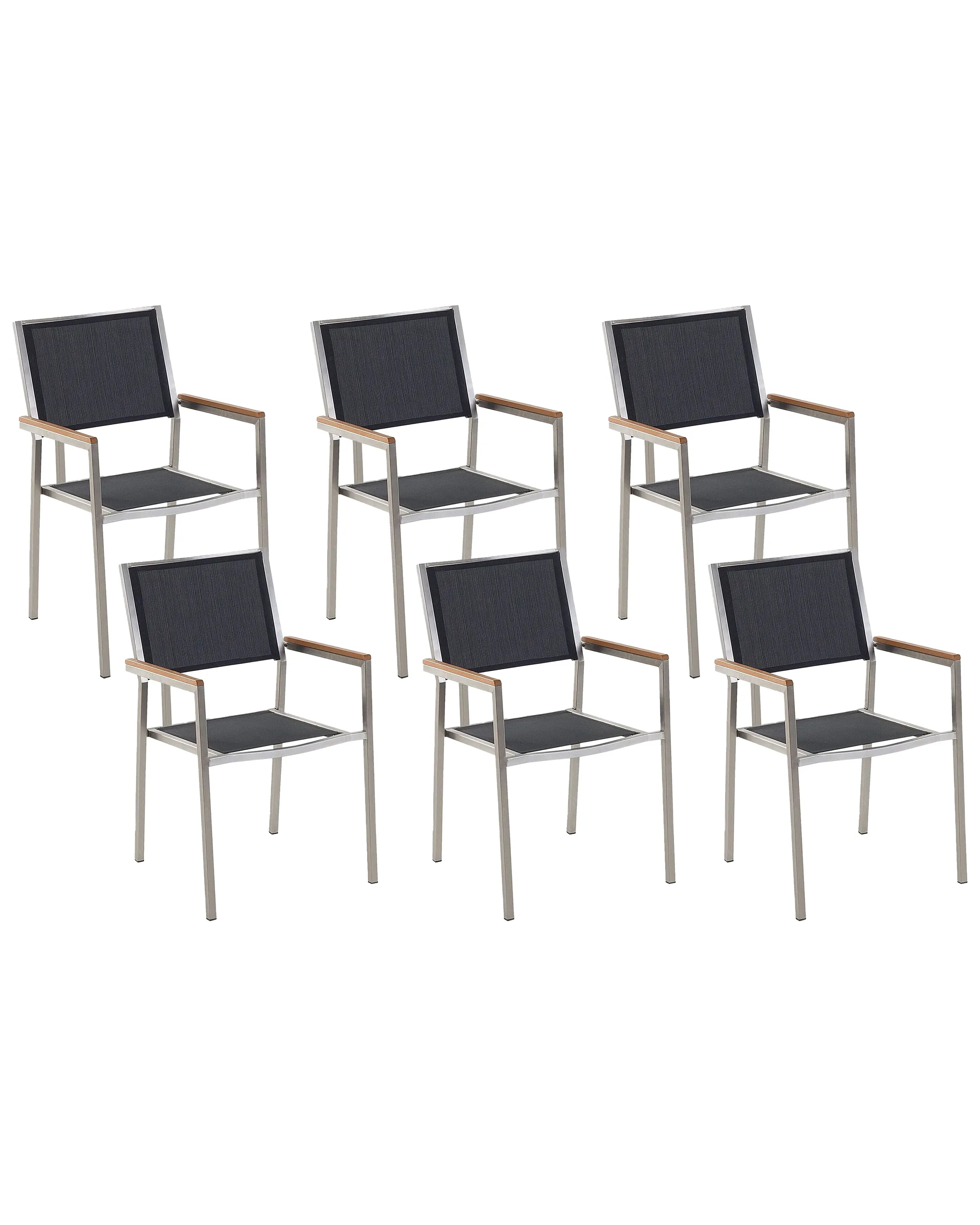 Set of 6 Garden Chairs GROSSETO Stainless Steel Black