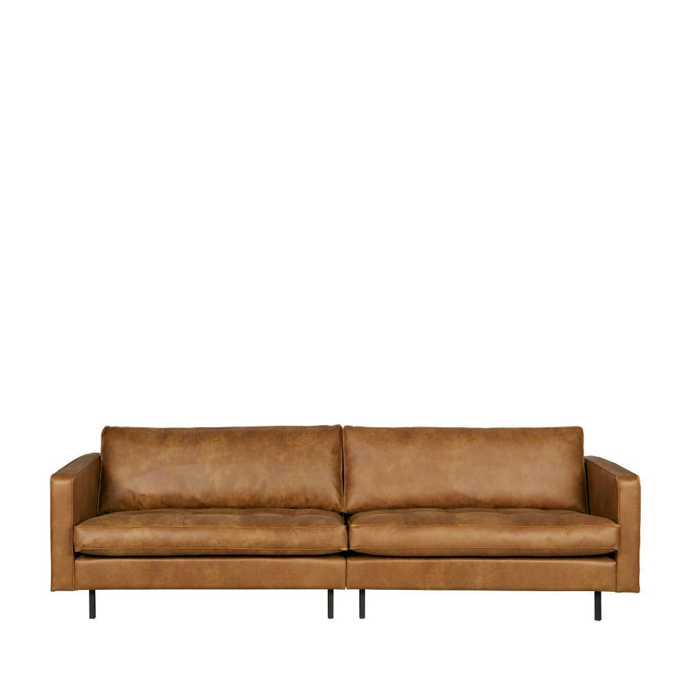 BRONCO - Canapé 4 places vintage capitonné cognac