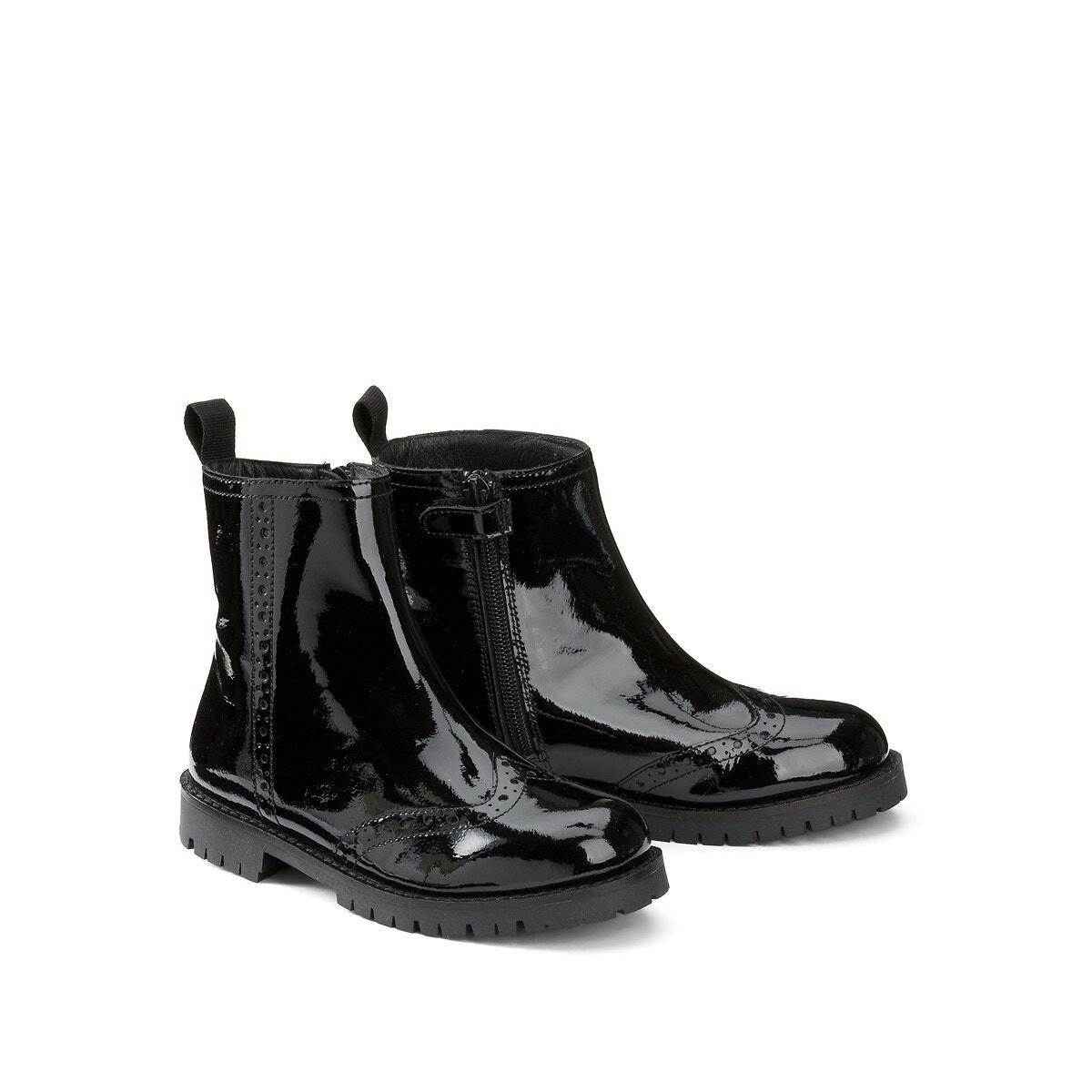 Bottines zippées en cuir verni