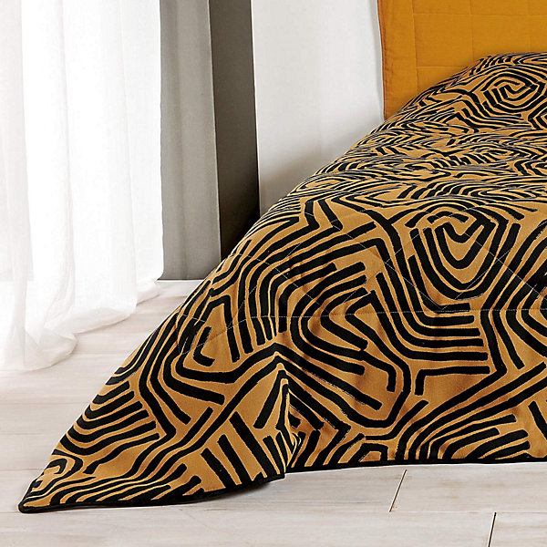 Jeté de lit avec des impressions ethniques (240x260 cm - Orange)