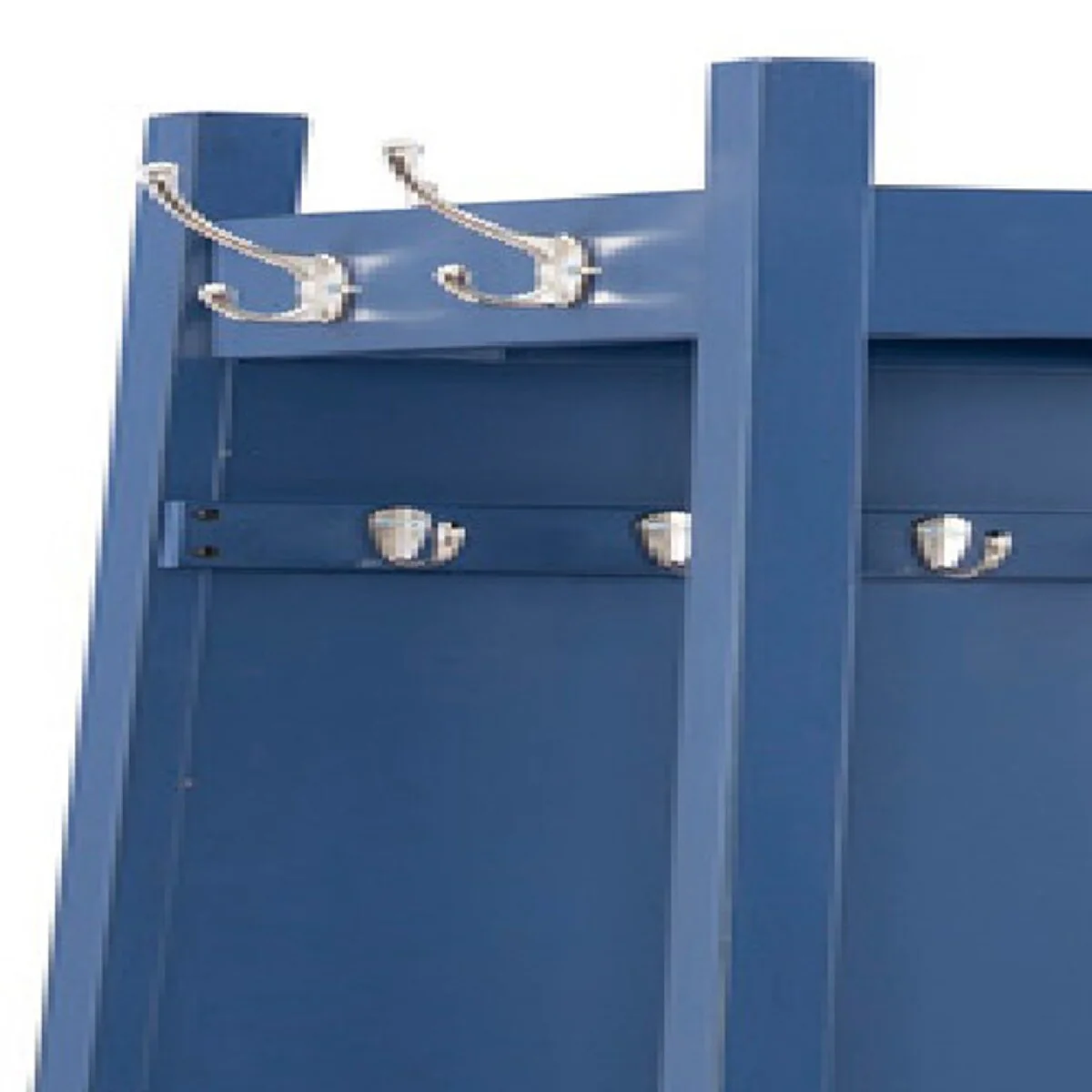 Coat Rack with 8 Hooks and 2 Rotating Shelves, Navy Blue