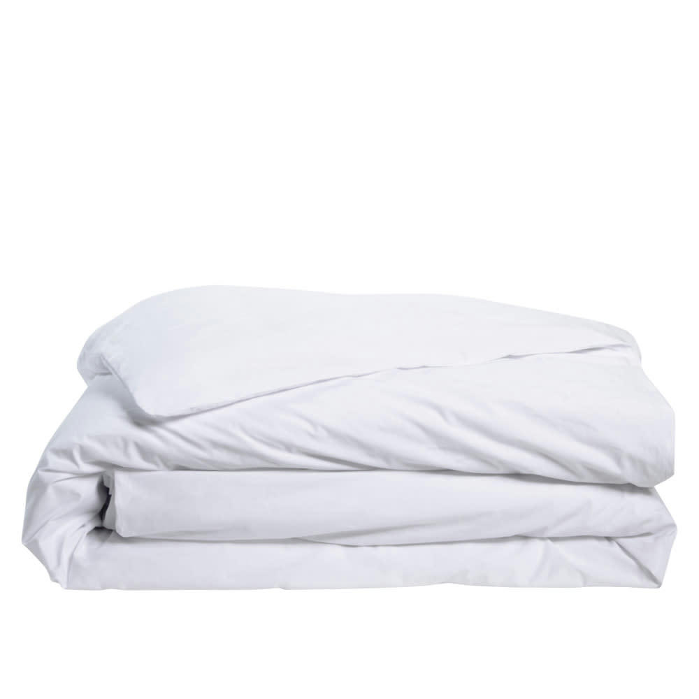 PERCALE - Housse de couette unie en percale de coton blanc 140x200cm
