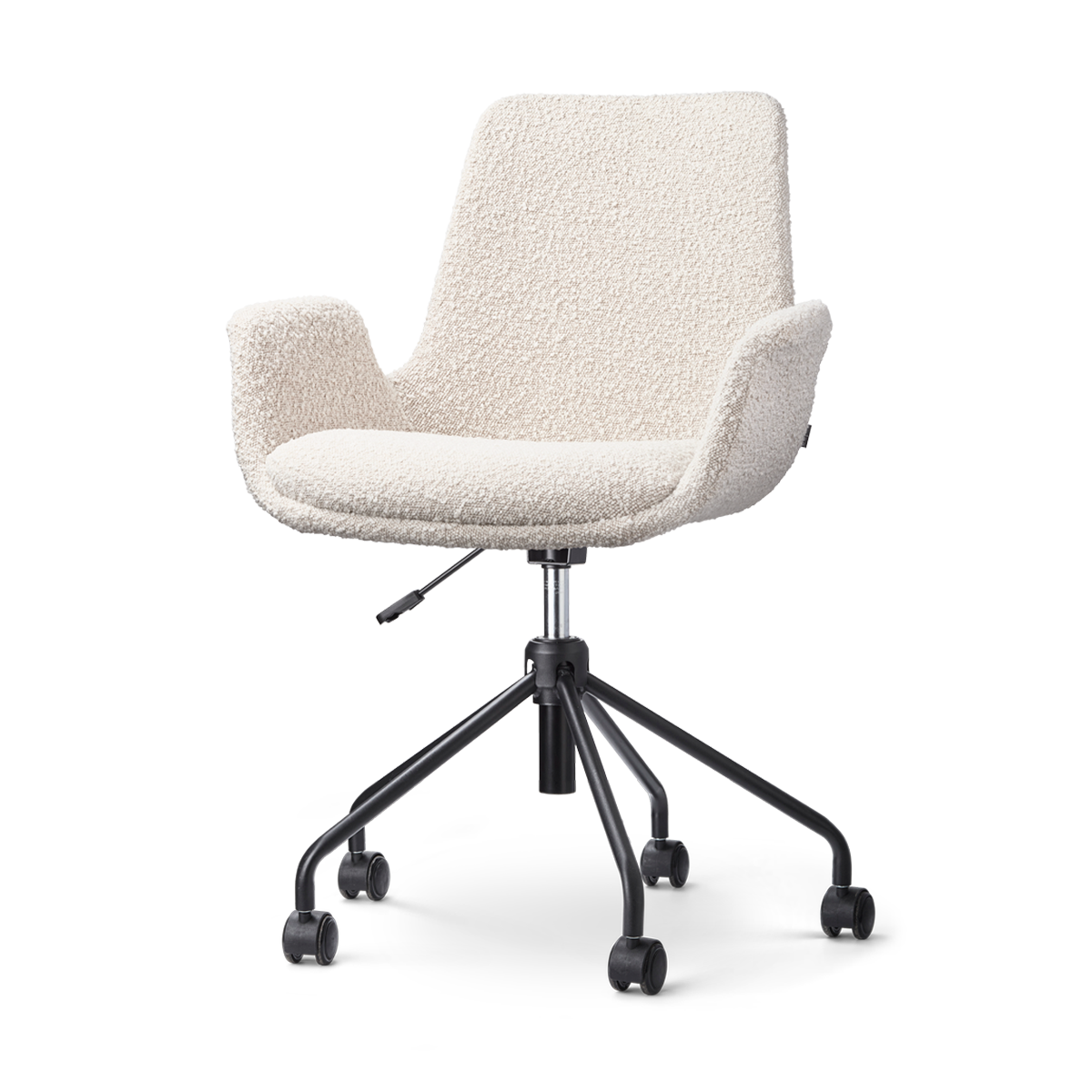 Nolon Nout-Eef Bureaustoel Bouclé Beige - Armleuning - Zwart Onderstel