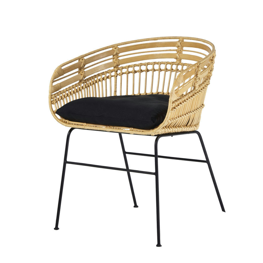 Papaya - Chaise avec accoudoirs en rotin