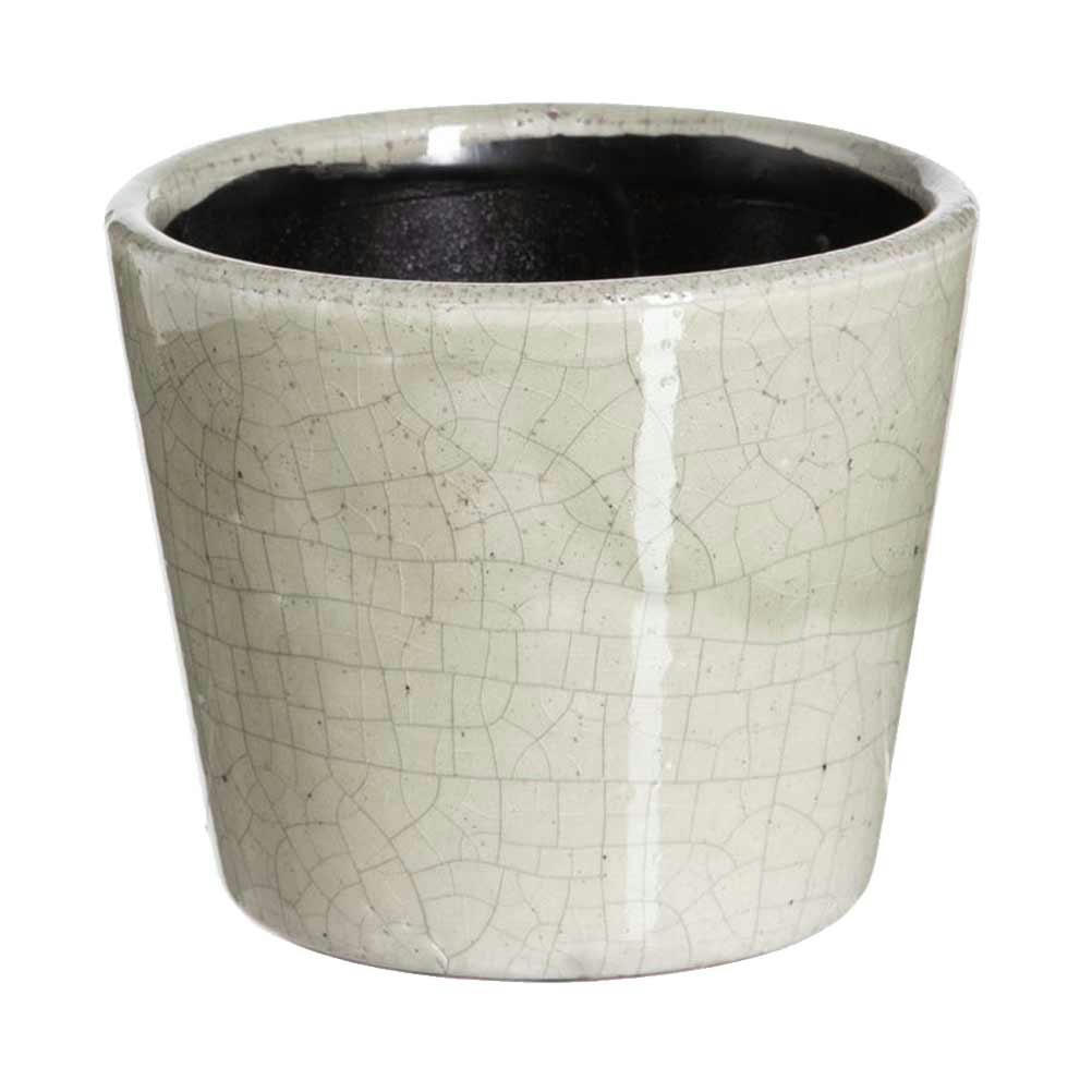 - Cache-pot ocre en céramique vieillie H12cm