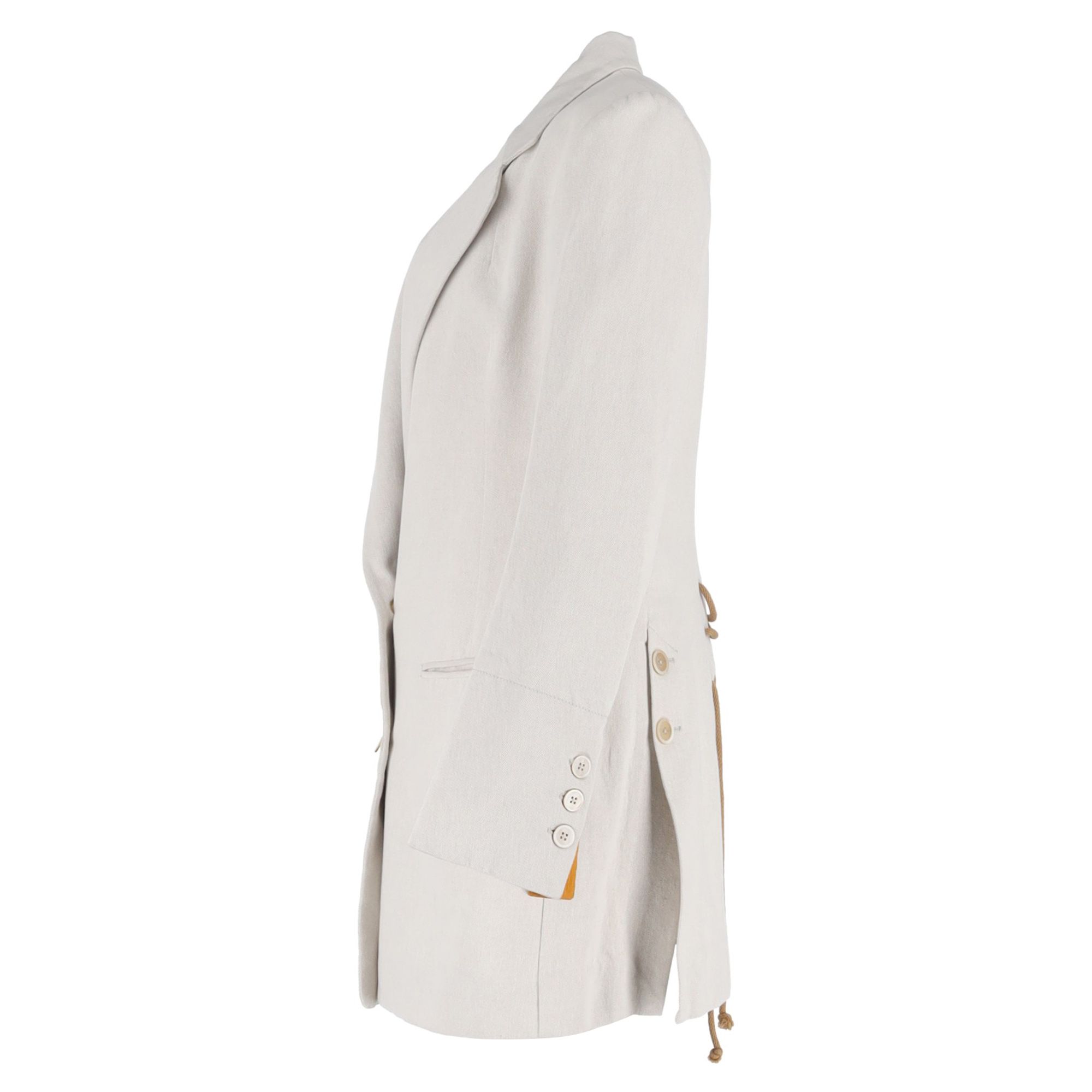 Ann Demeulemeester Preloved Double Breasted Coat in White Cotton