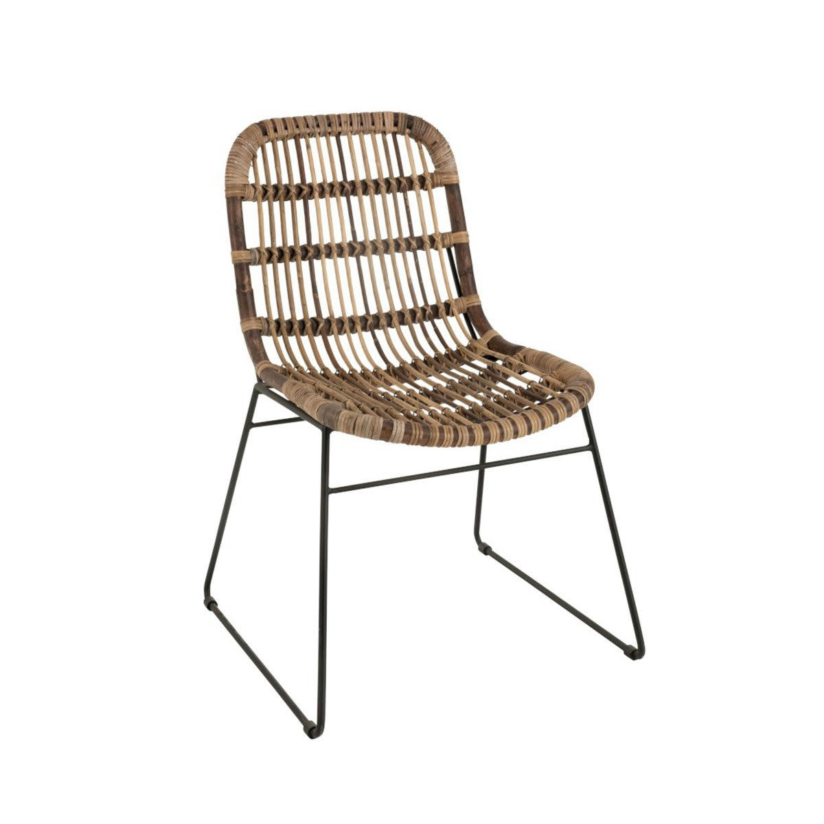 TYLER - Chaise bohème intérieur extérieur en teck et métal