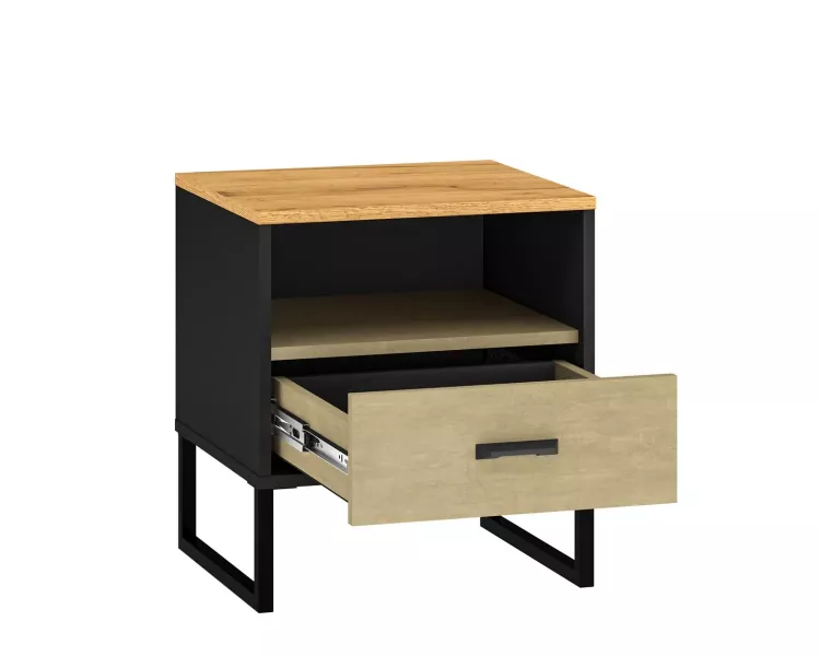 Szafka nocna młodzieżowa COLIN 08 dąb złoty craft/czarna