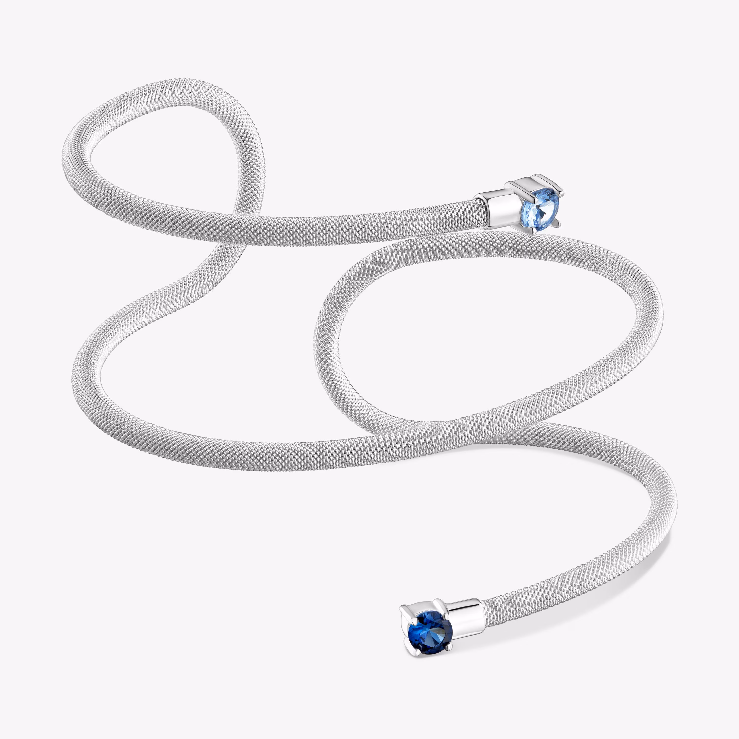 Pulsera esclava de plata doble y gemas creadas en laboratorio TOUS Mesh LGG