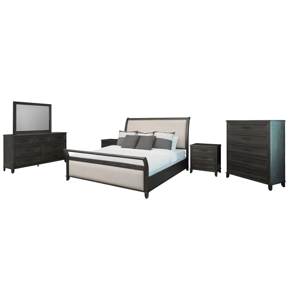 Abbyson Cindi 6 Piece Grey Bedroom Set with Sleigh Bed