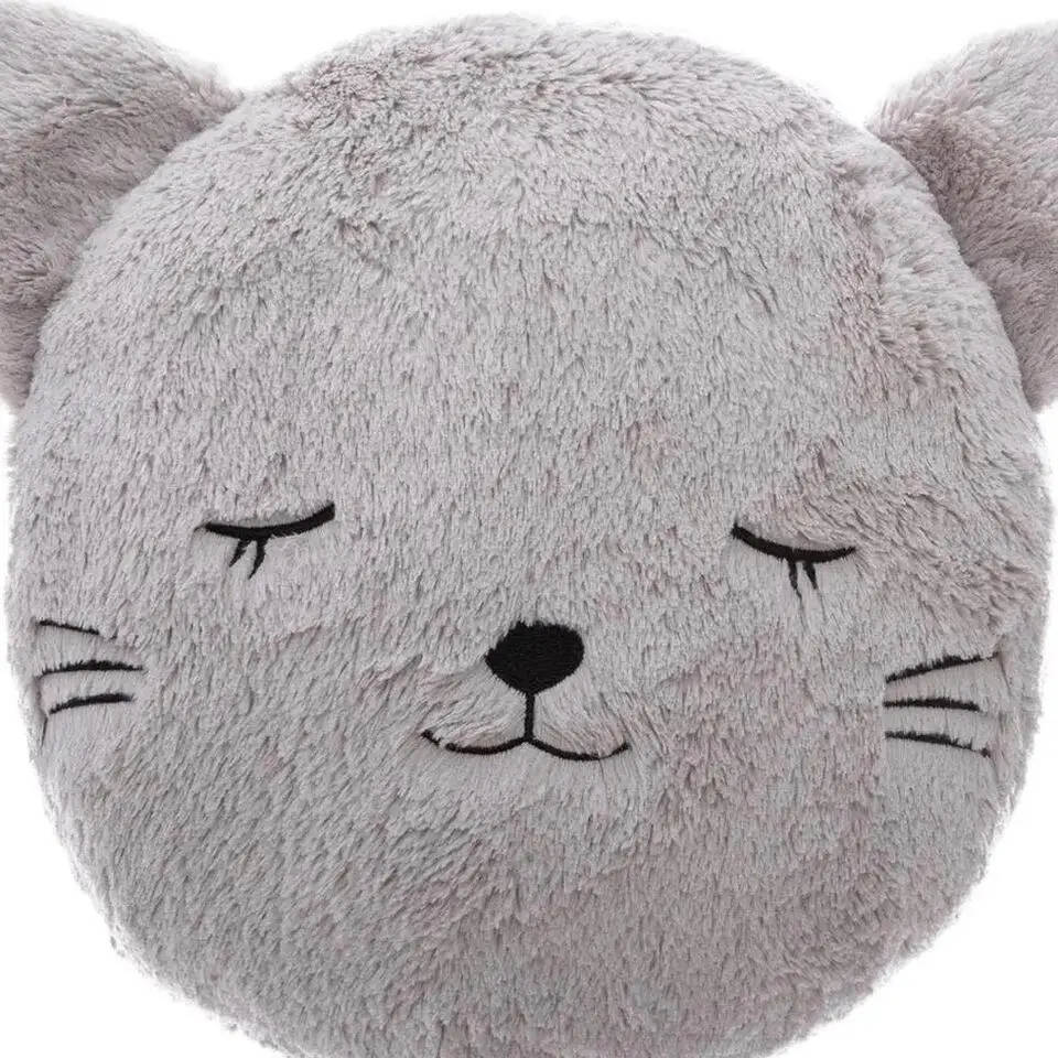 Atmosphera Dieren sierkussen - kat/poes grijs - 27 cm