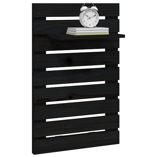 NNEVL Wall-mounted Bedside Shelves 2 pcs Black Solid Wood Pine