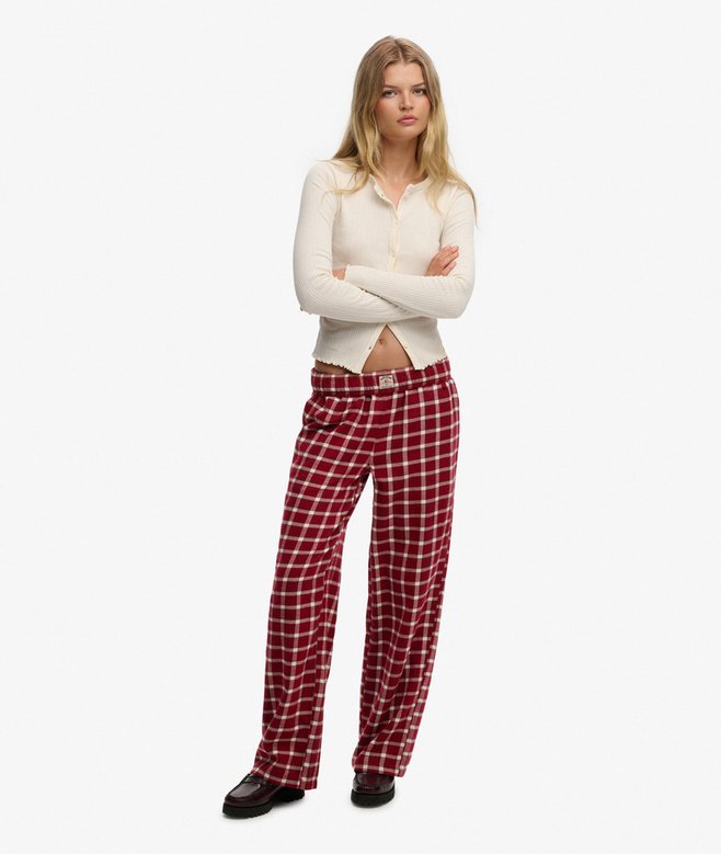 Cotton Check Elastic Trousers