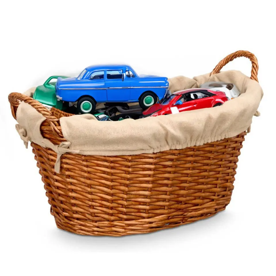 Rieten opberg mand - gevlochten riet - bruin - 54 x 37 x 30 cm