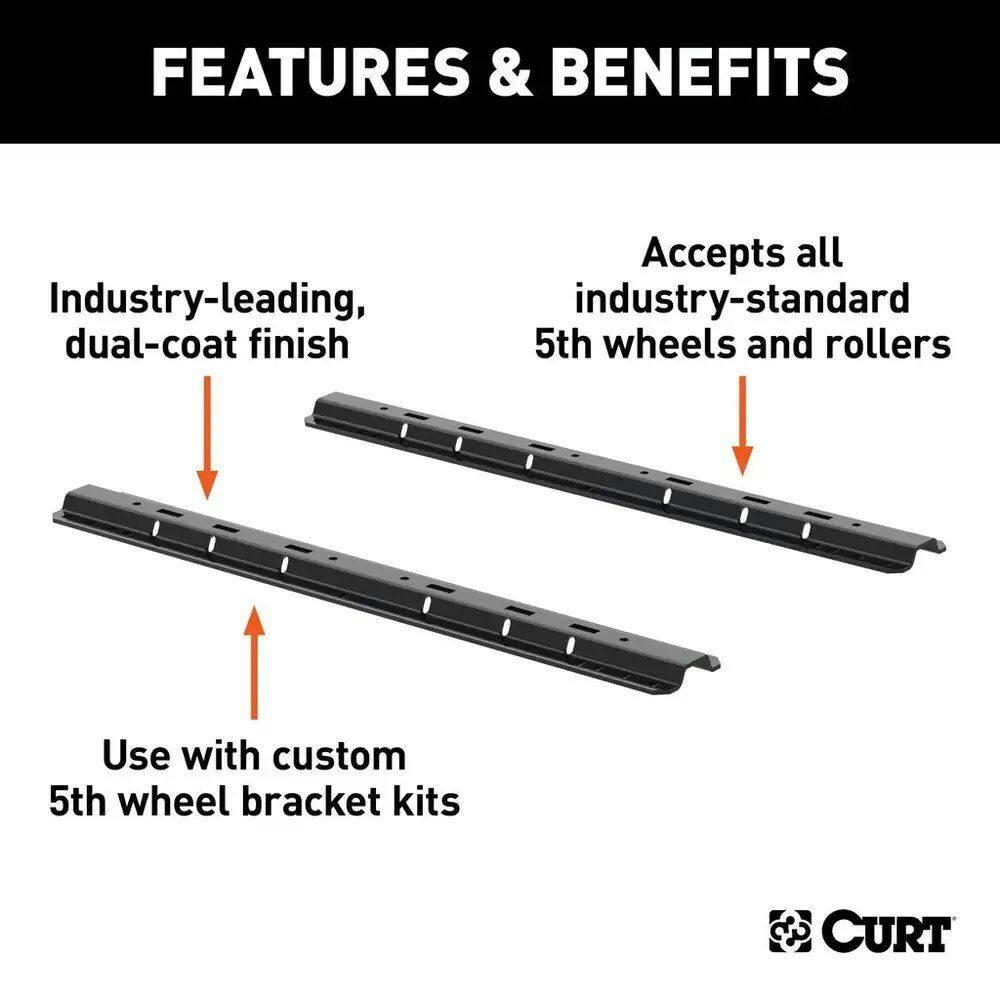 CURT Universal 5th Wheel Base Rails, 25K (Gloss Black)