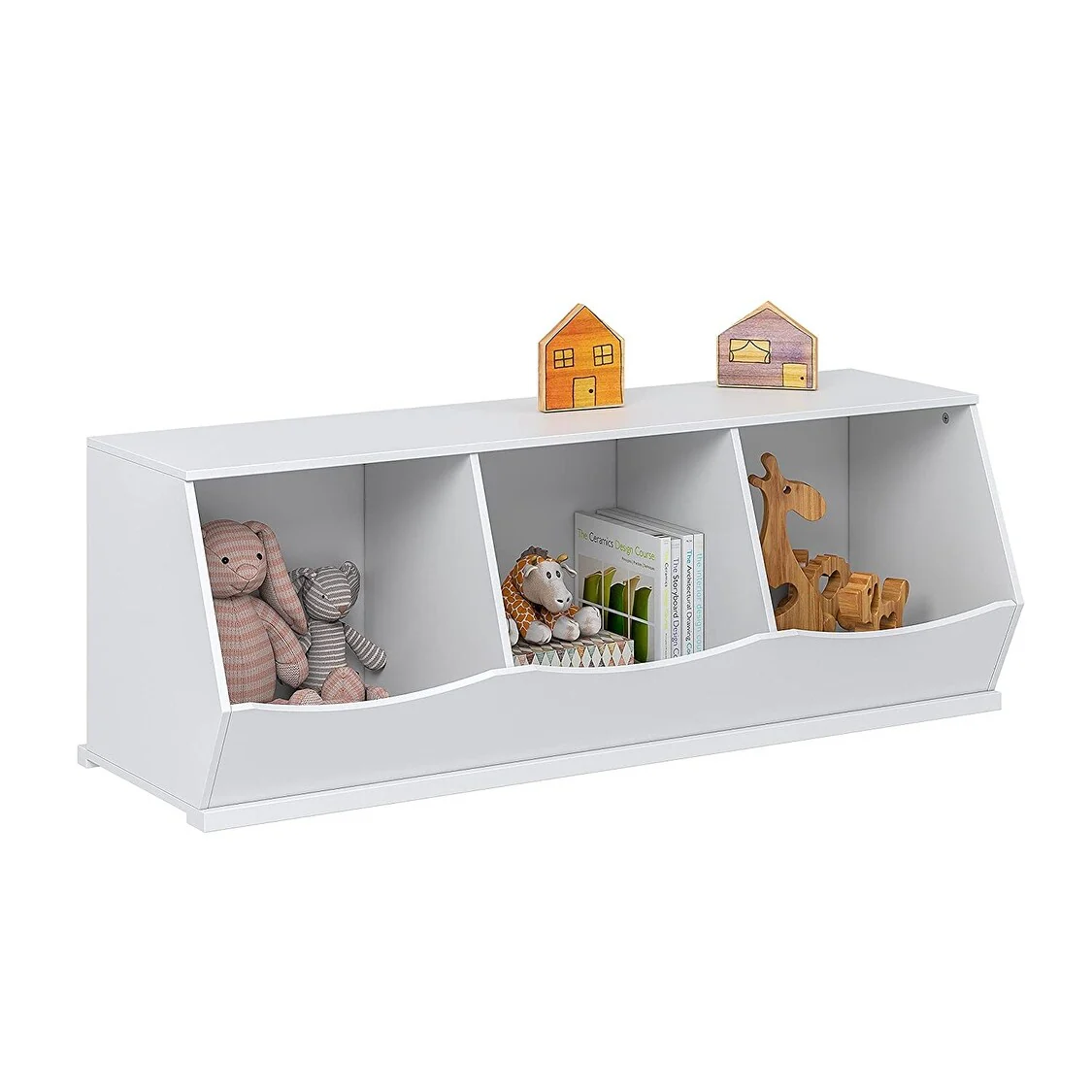 UTEX Toy Storage Organizer,Stackable Kids Toy Storage Cubby,Toy Boxes and Storage for Playroom,Bedroom,Nursery School,White