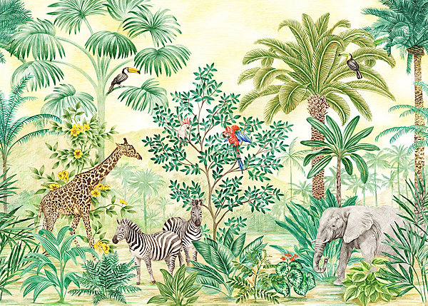 Papier peint panoramique sur intissée de Komar - Jungle Adventure - Taille: 350 x 250 cm