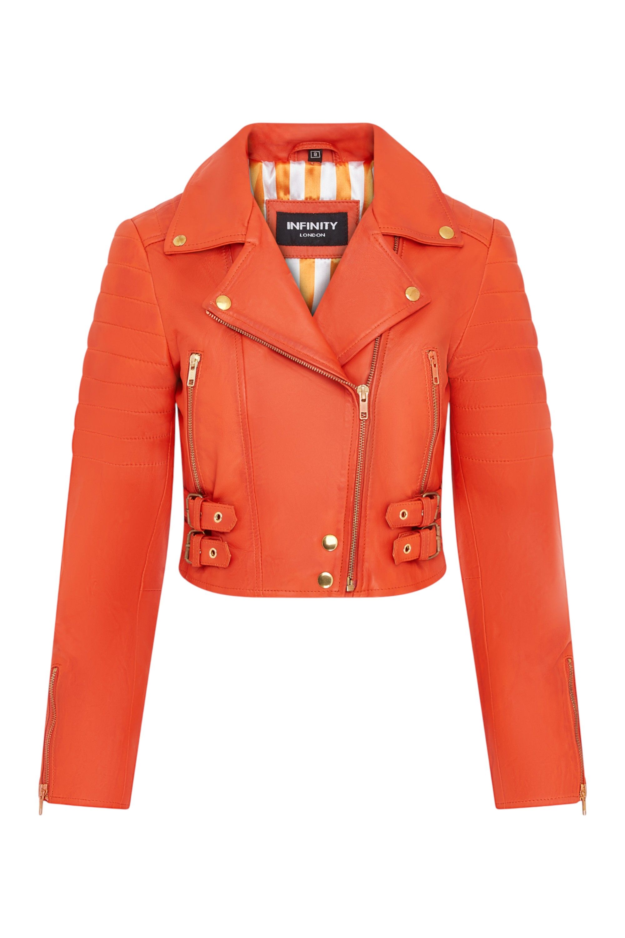 Infinity Leather Cropped Brando Leather Biker Jacket-Bellville