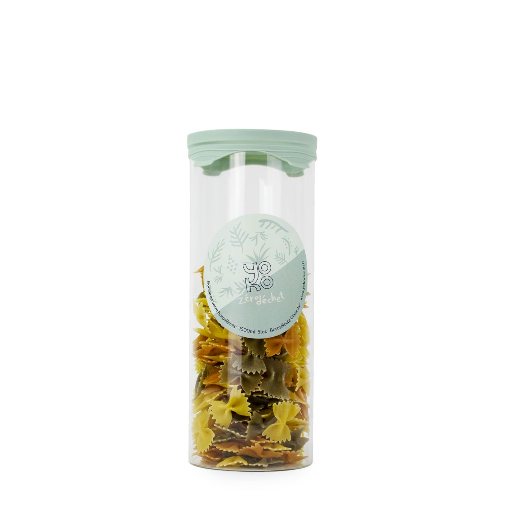 - Bocal en verre borosilicate, couvercle bois acacia 1500 ml