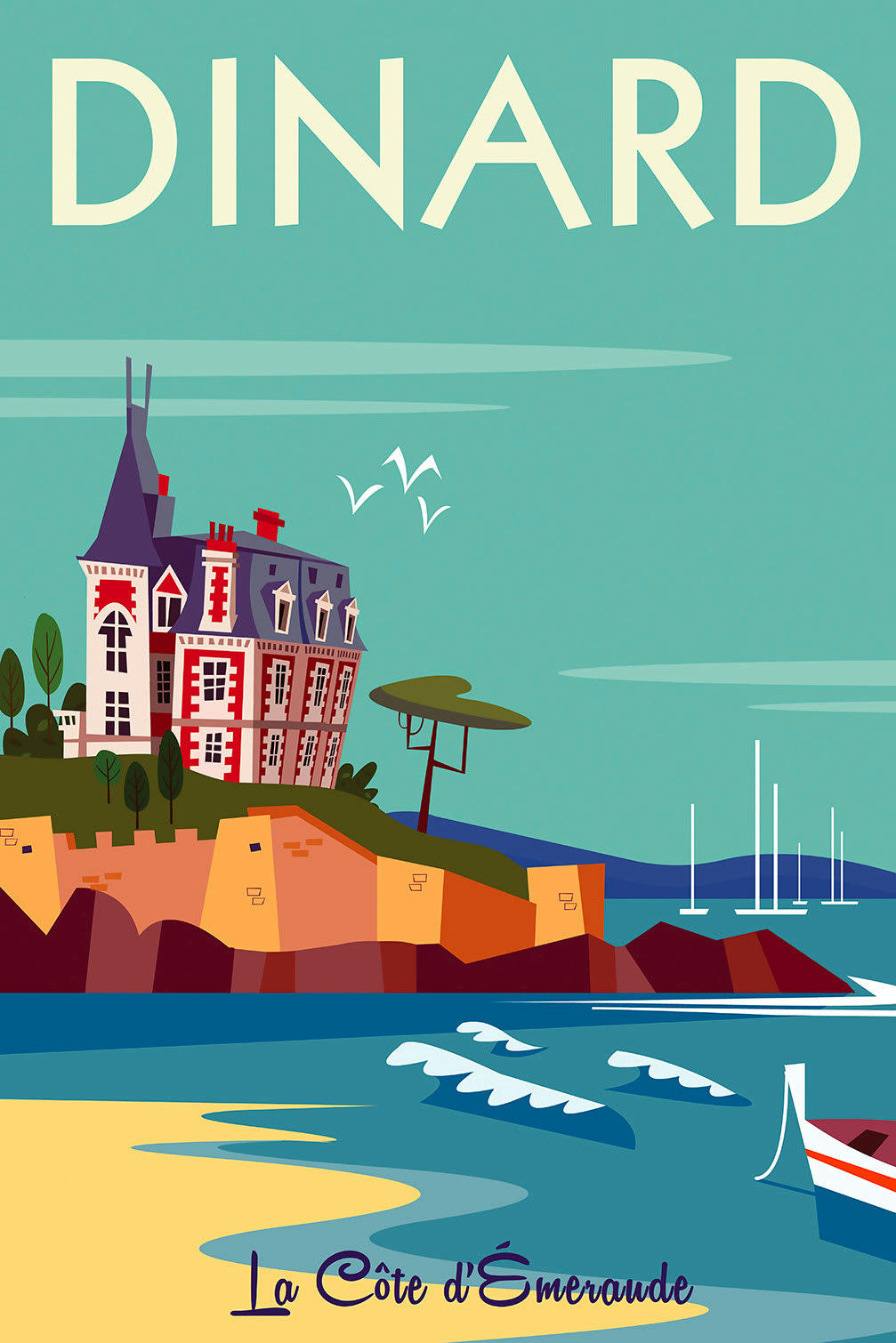 - Tableau voyage à dinard imprimé sur toile 40x60cm